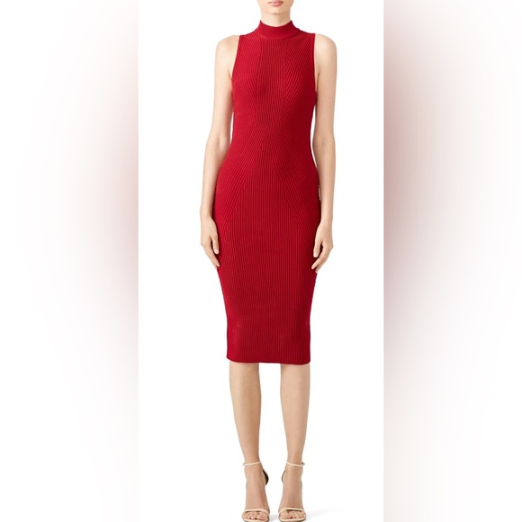 Nicole Miller Red Ribbed Sheath Dress Size M - Picture 3 of 11